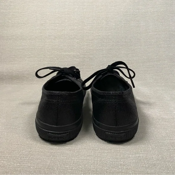Superga Women’s Black Glitter Sneakers Black Sole NWOT - Picture 5 of 9